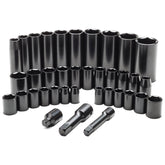 38 Piece 3/8 inch & 1/2 inch Drive SAE & Metric Impact Socket Set - 58114